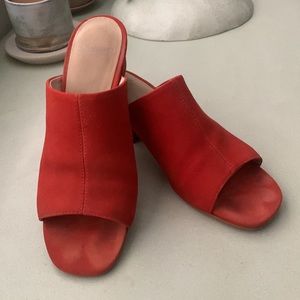 Vagabond red suede block heel mules